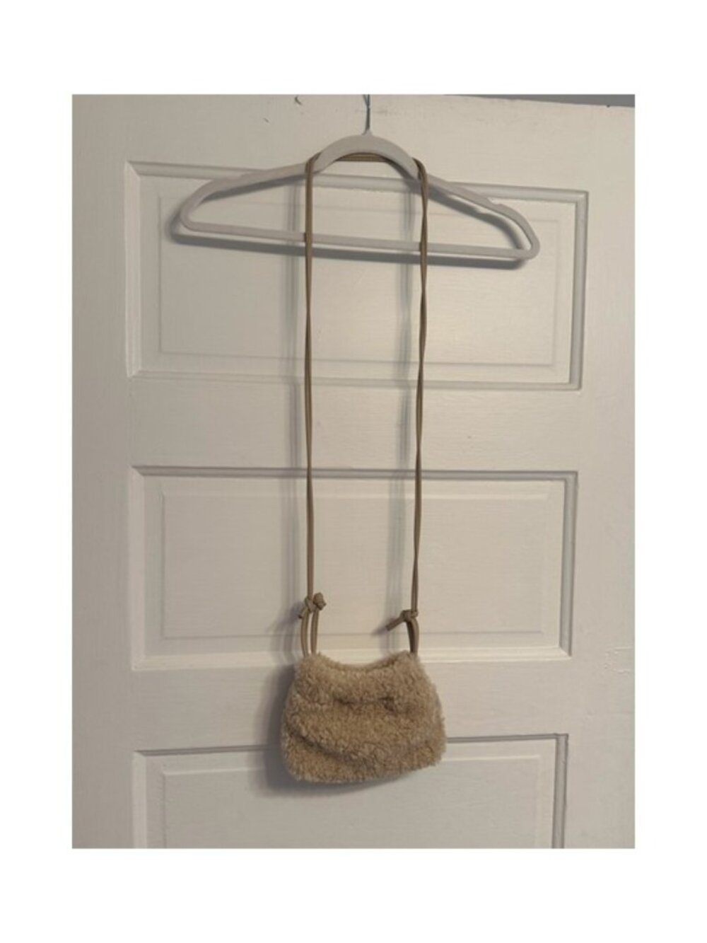 REMI/REID. Small Light Brown Faux Fur Cross Body Shoulder Bag.